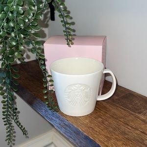 White Starbucks ceramic mug